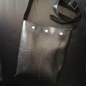 Upcycled Black Purse. Recycled trendy tote bag